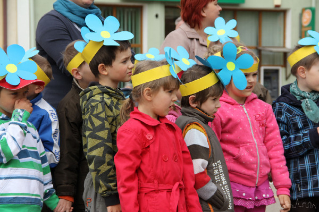 Przed ratuszem zakwitły niezapominajki ? jak świętują przedszkolaki