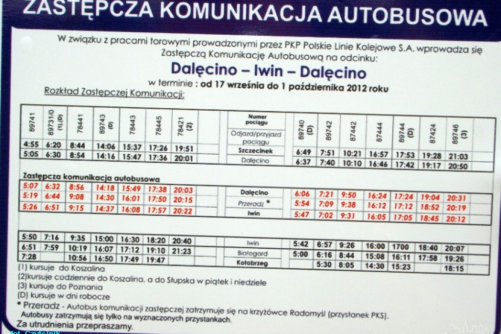 Utrudnienia w ruchu pociągów Szczecinek ? Kołobrzeg 17.09.2012