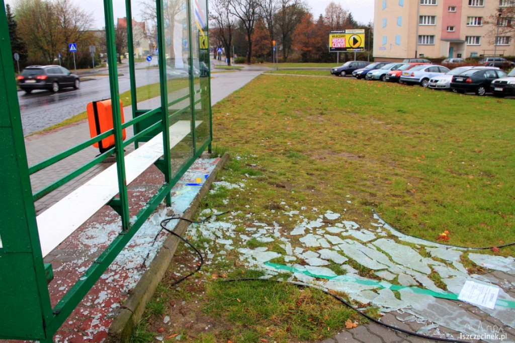 Zdewastowany przystanek 01.11.2012