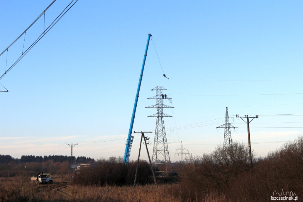 Modernizacja linii wysokiego napięcia w Szczecinku 26.11.2012