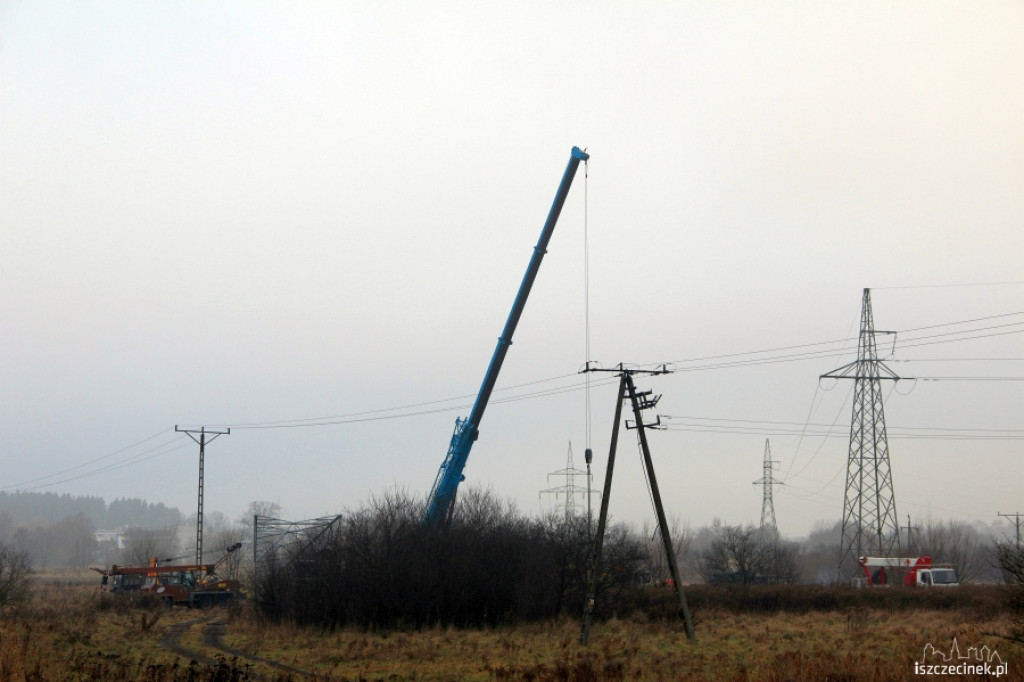 Modernizacja linii wysokiego napięcia w Szczecinku 26.11.2012