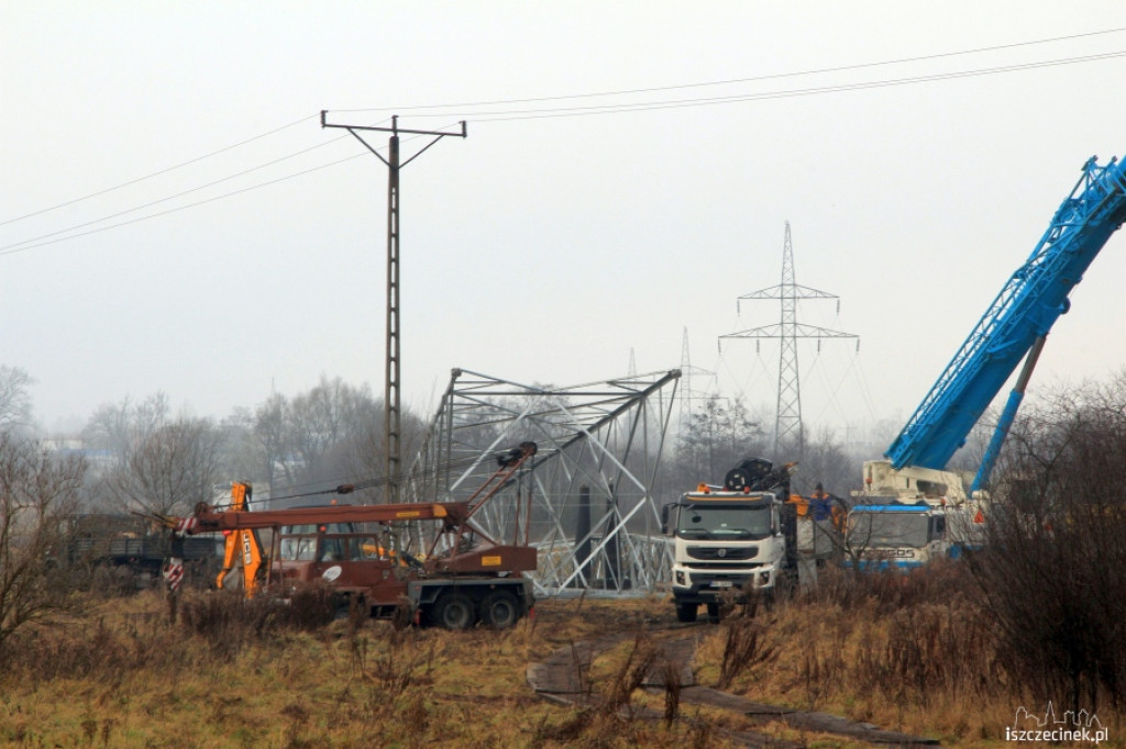 Modernizacja linii wysokiego napięcia w Szczecinku 26.11.2012