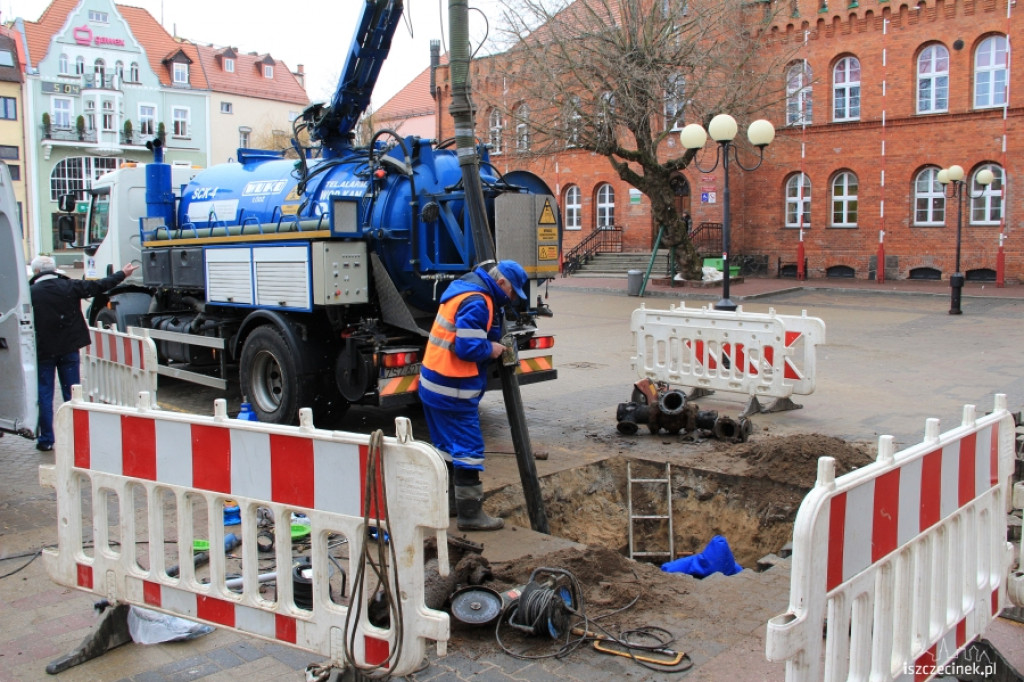 Awaria na placu Wolności w Szczecinku