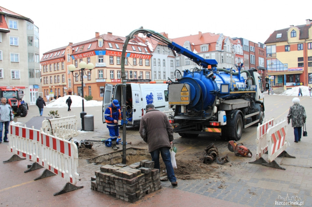 Awaria na placu Wolności w Szczecinku