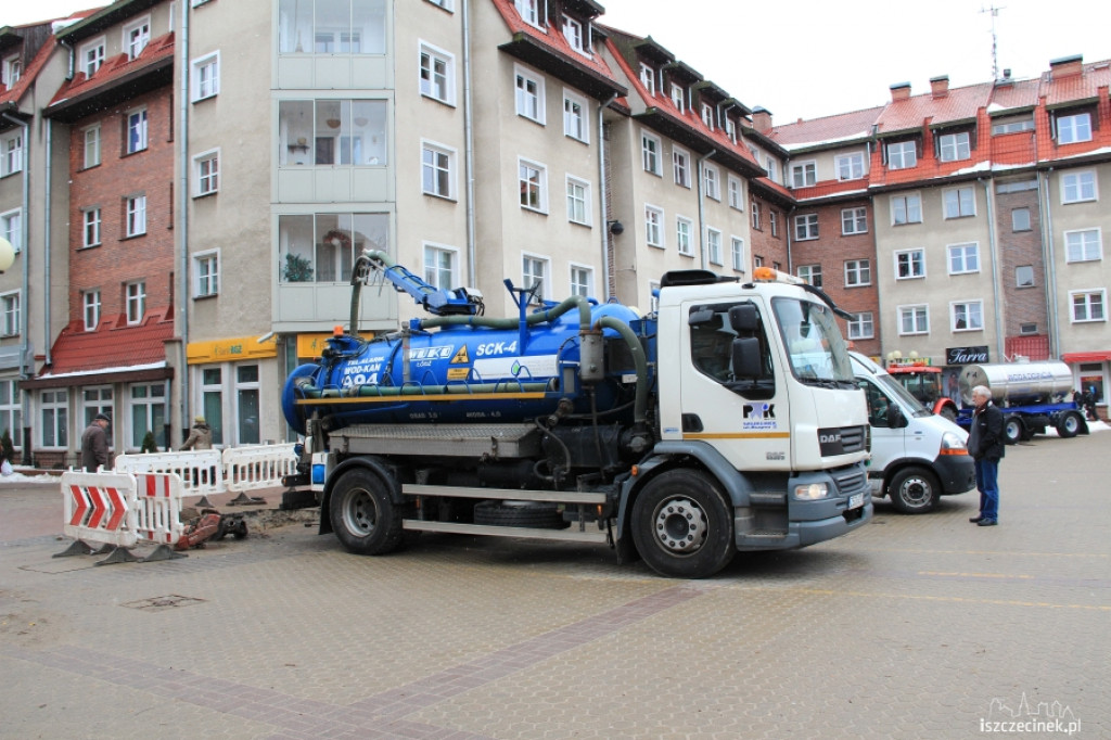 Awaria na placu Wolności w Szczecinku