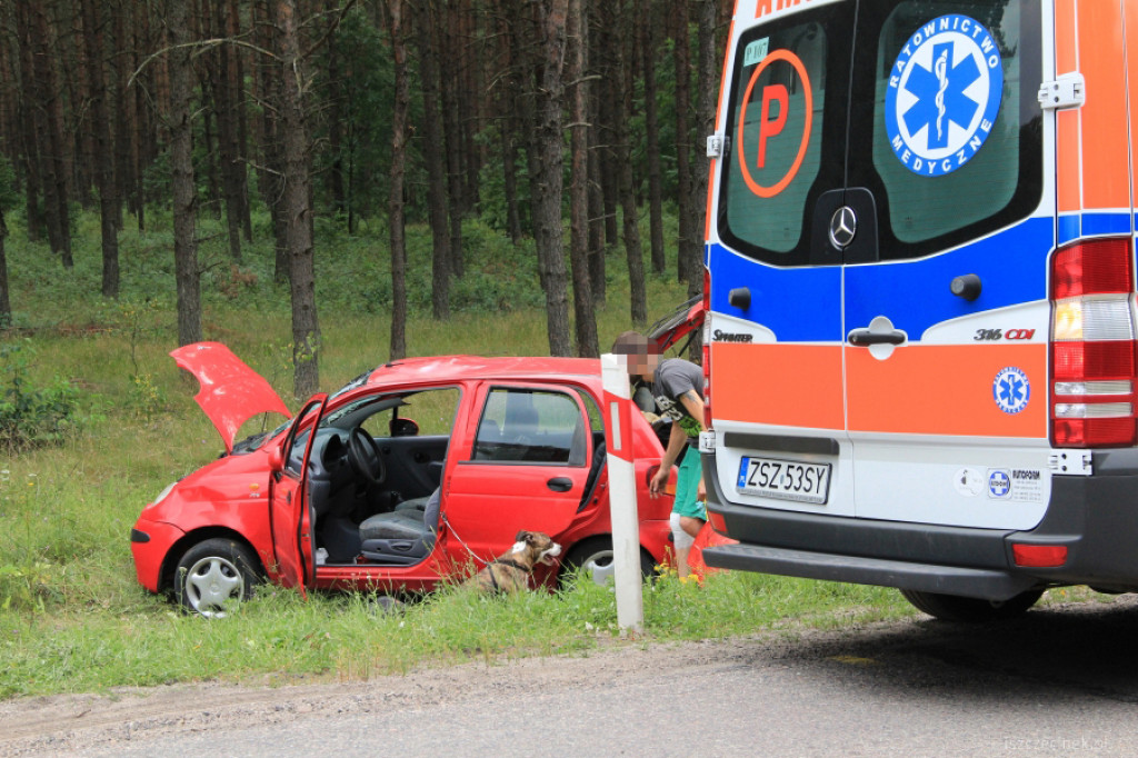 Na trasie Biały Bór - Bobolice dachował Matiz