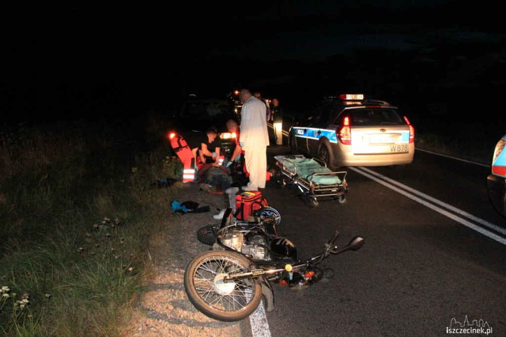 Sarna wybiegła przed motocykl. Kierowca w szpitalu