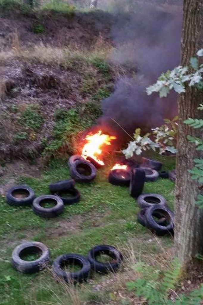 Pożar opon w Starym Chwalimiu