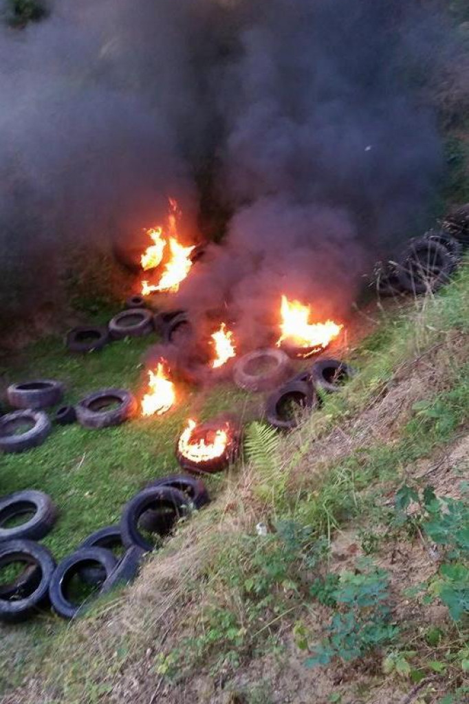 Pożar opon w Starym Chwalimiu