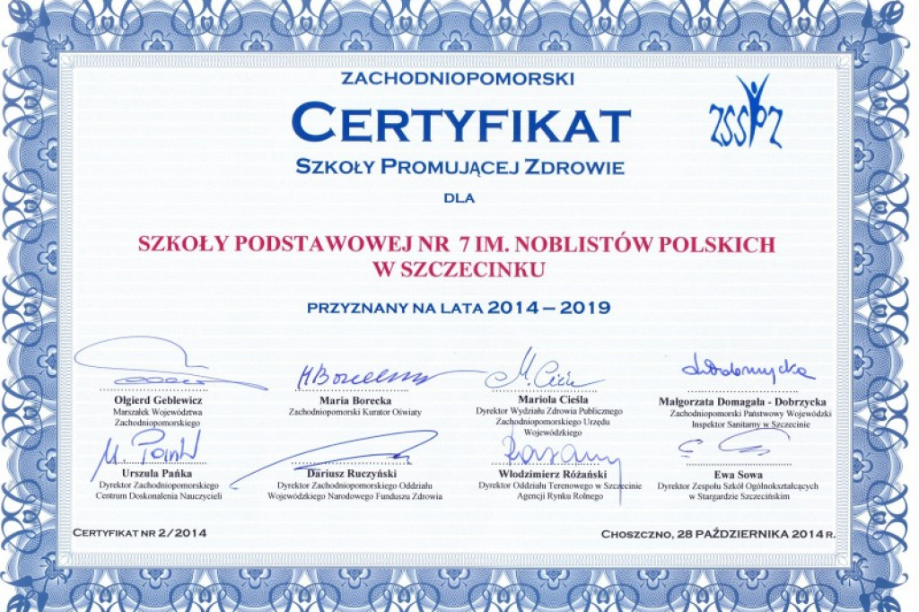 Siódemka z certyfikatem. Promocja zdrowego trybu życia