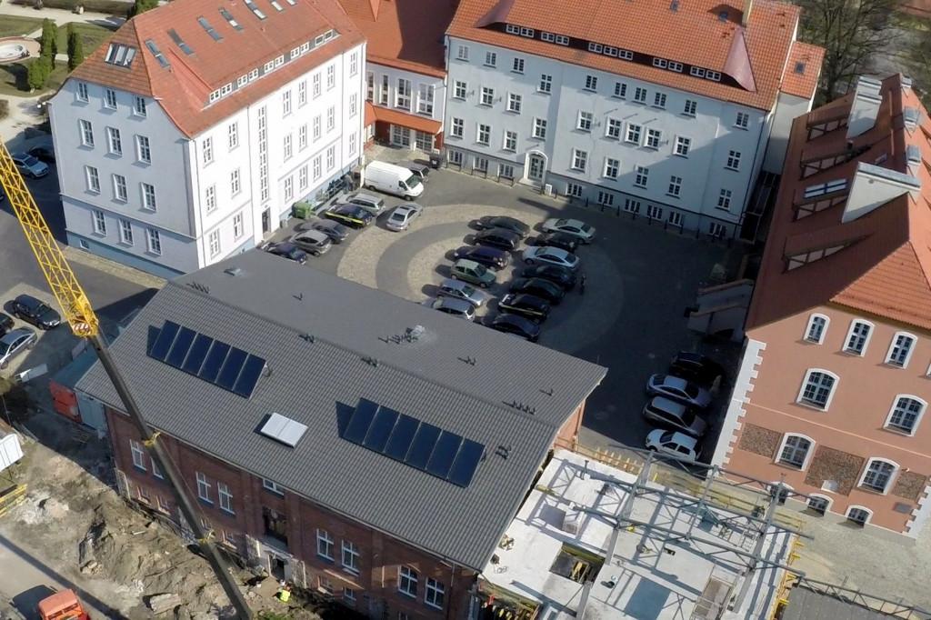 Budowa Centrum Ekologicznego w Szczecinku z lotu ptaka