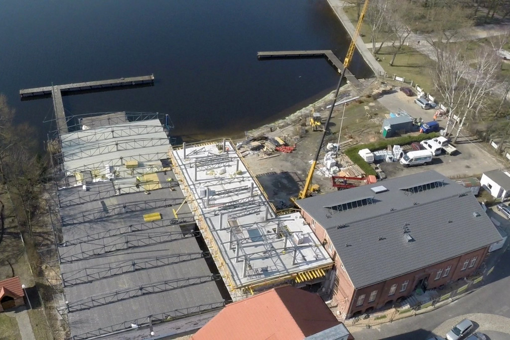 Budowa Centrum Ekologicznego w Szczecinku z lotu ptaka