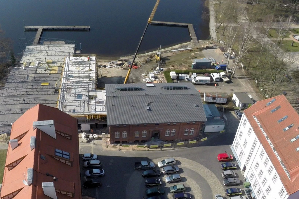 Budowa Centrum Ekologicznego w Szczecinku z lotu ptaka