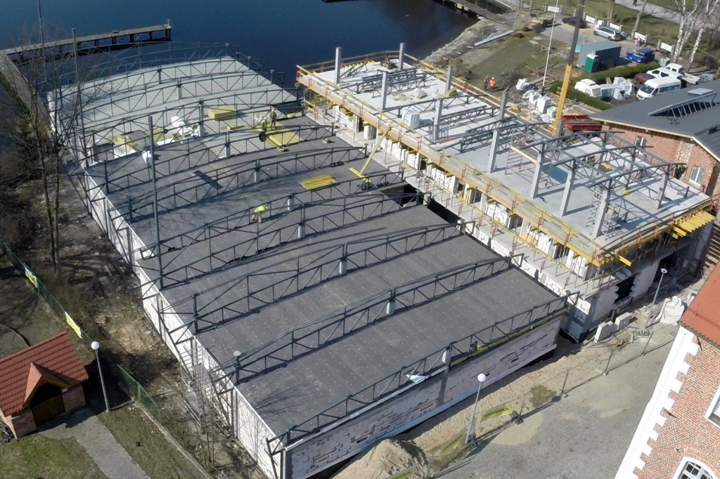 Budowa Centrum Ekologicznego w Szczecinku z lotu ptaka