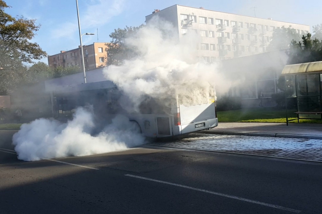 Pożar autobusu komunikacji miejskiej