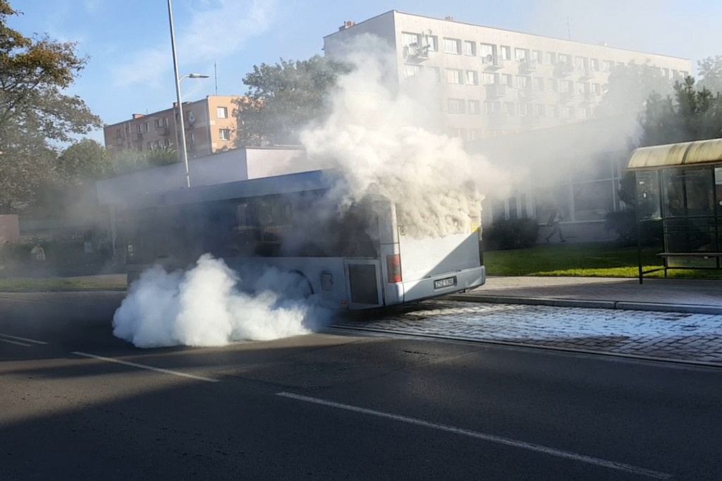 Pożar autobusu komunikacji miejskiej
