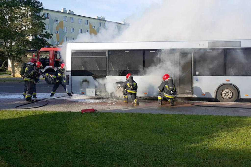 Pożar autobusu komunikacji miejskiej