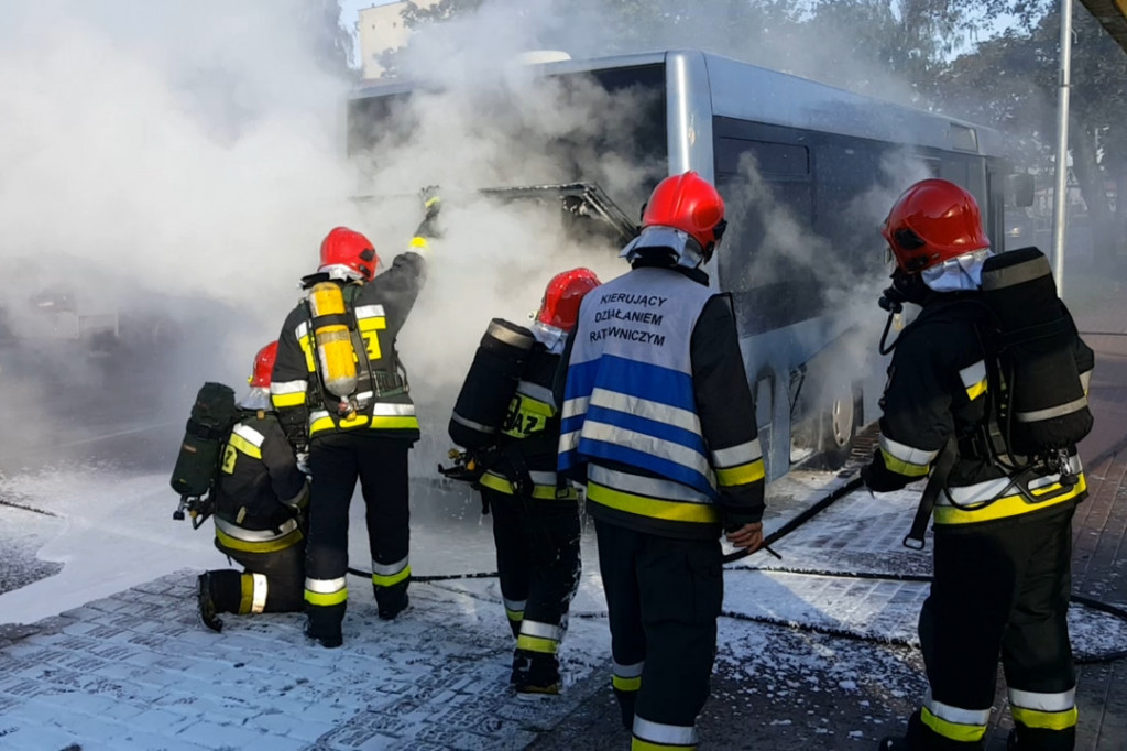 Pożar autobusu komunikacji miejskiej