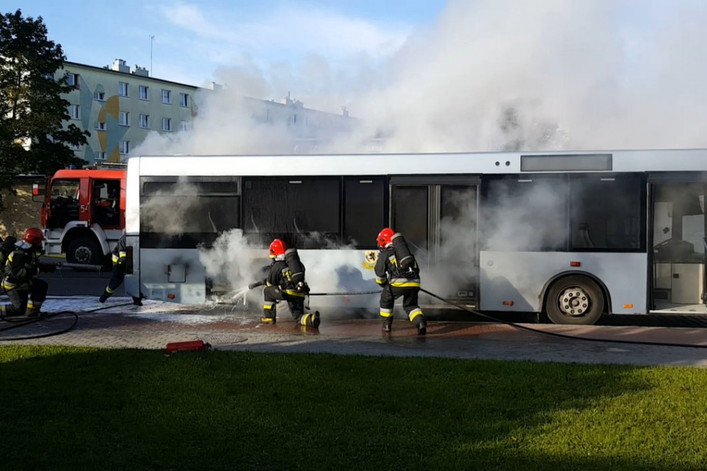 Pożar autobusu komunikacji miejskiej