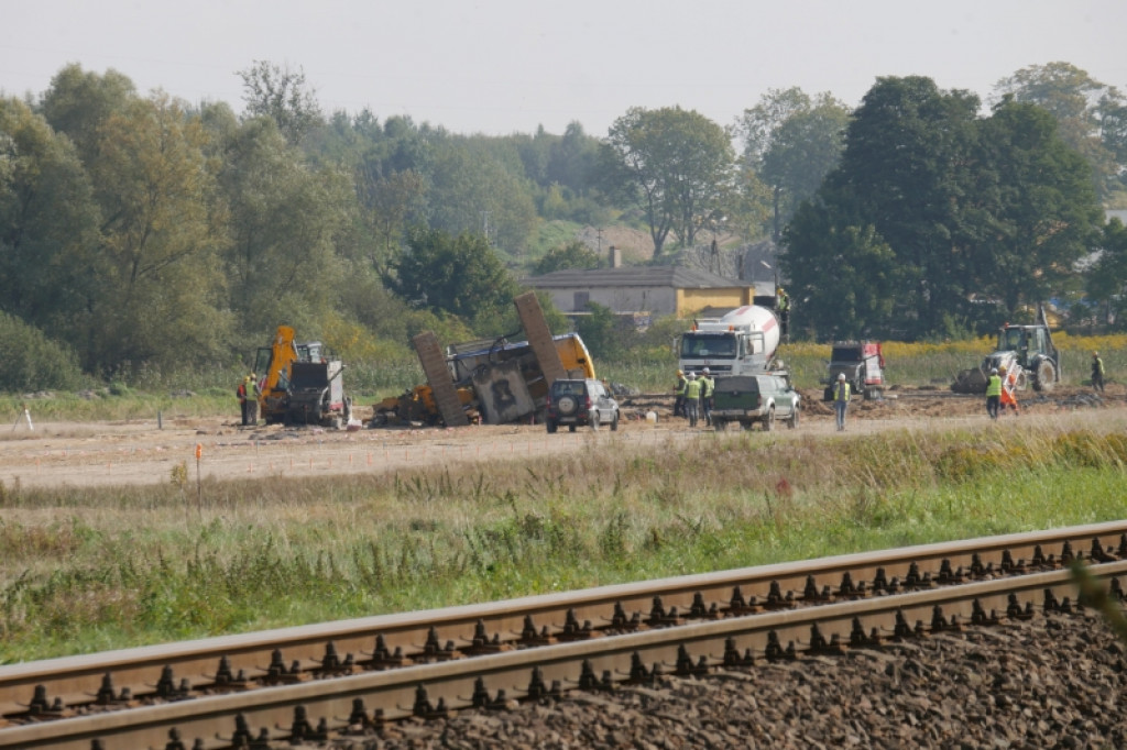Wypadek na budowie obwodnicy. Przewróciła się wielka wiertnica