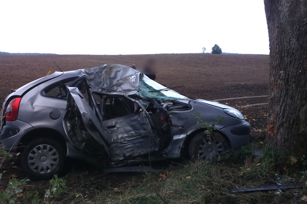 Chciała ominąć zwierzę na drodze, uderzyła w drzewo