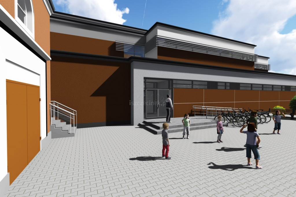 Wizualizacja nowej hali przy SP1 w Szczecinku