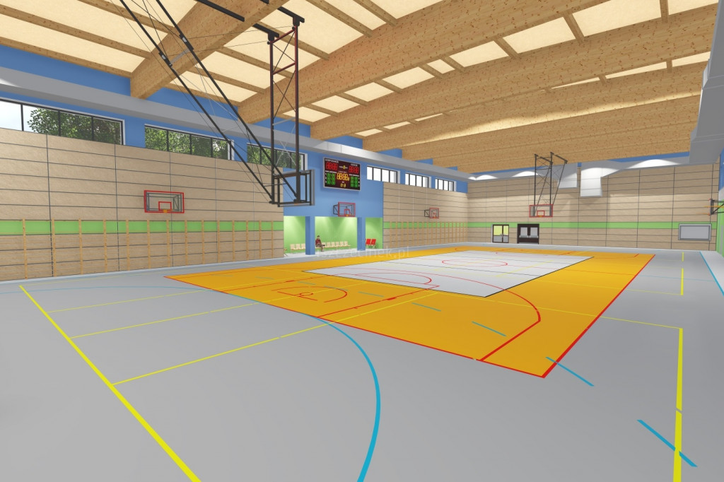 Wizualizacja nowej hali przy SP1 w Szczecinku