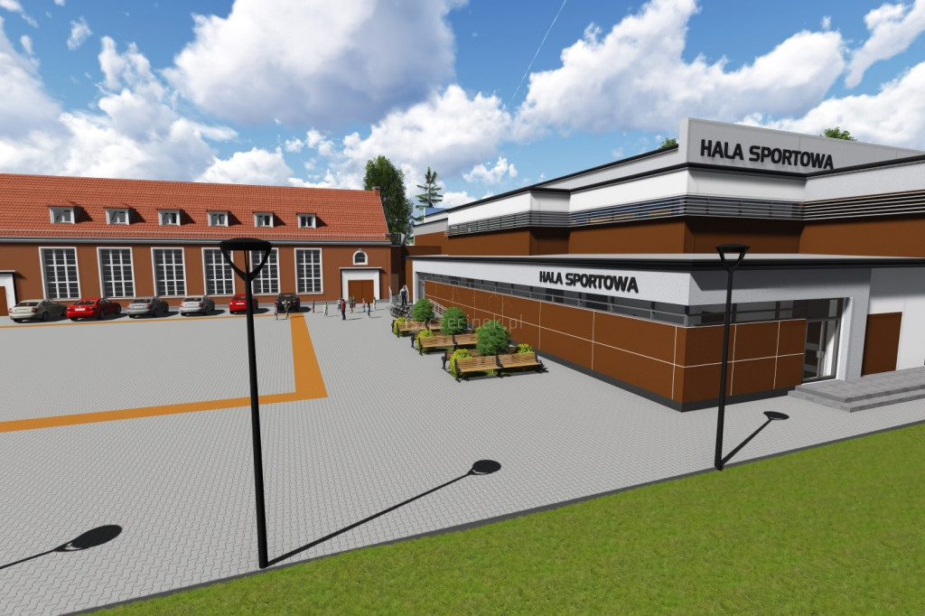 Wizualizacja nowej hali przy SP1 w Szczecinku