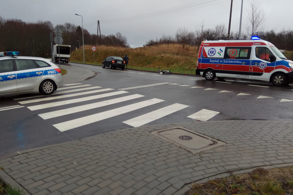Wypadek Szczecinek - Różana, Staszica potrącenie rowerzysty