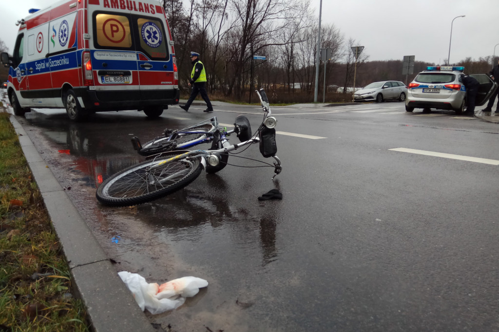 Wypadek Szczecinek - Różana, Staszica potrącenie rowerzysty