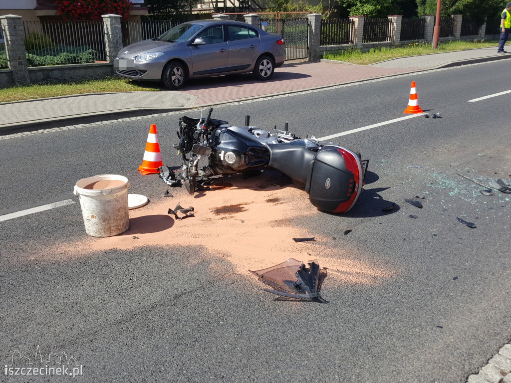 Wypadek z udziałem motocyklisty