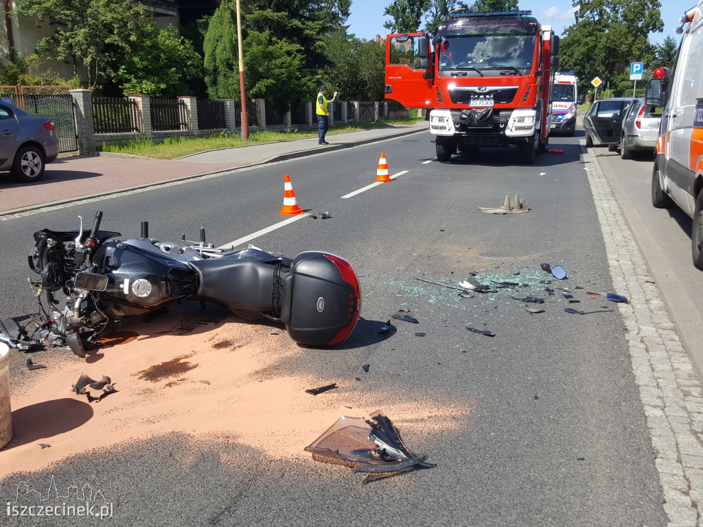 Wypadek z udziałem motocyklisty