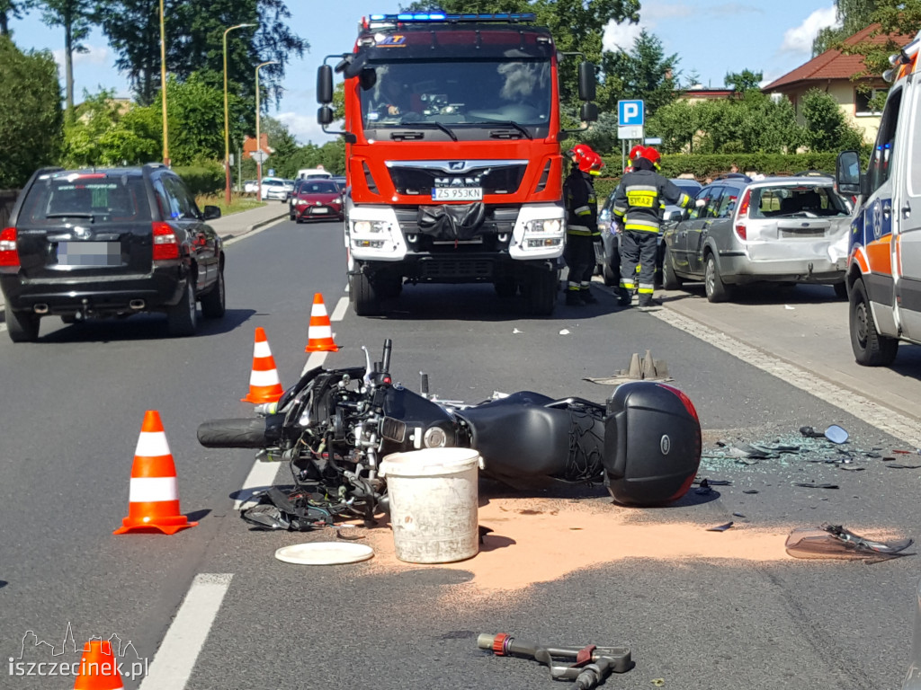 Wypadek z udziałem motocyklisty