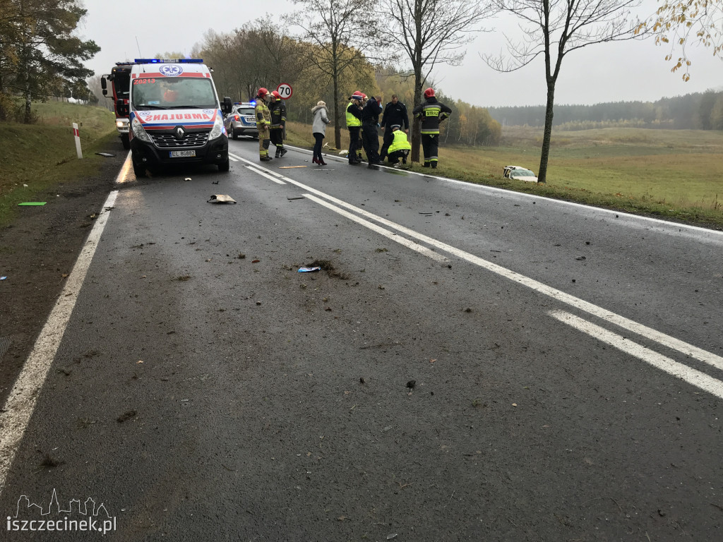 Wypadek na DK-20. Jedna osoba poważnie ranna