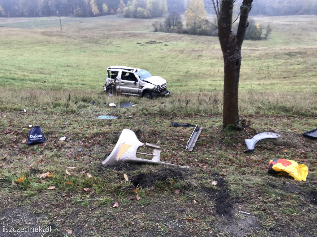 Wypadek na DK-20. Jedna osoba poważnie ranna