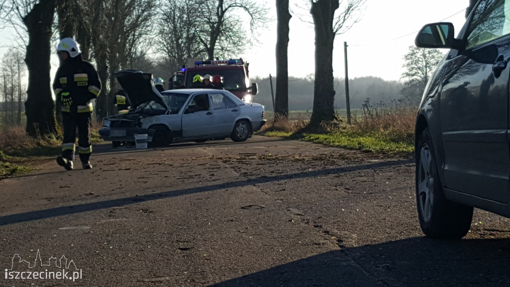 Mercedes uderzył w drzewo. Dwie osoby w szpitalu