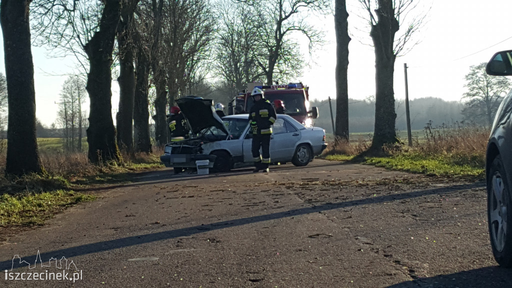 Mercedes uderzył w drzewo. Dwie osoby w szpitalu
