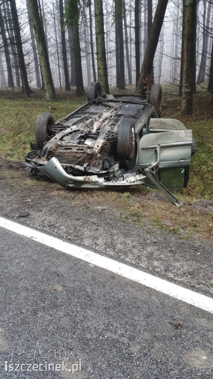Chciał ominąć zwierzynę, wjechał do rowu i dachował