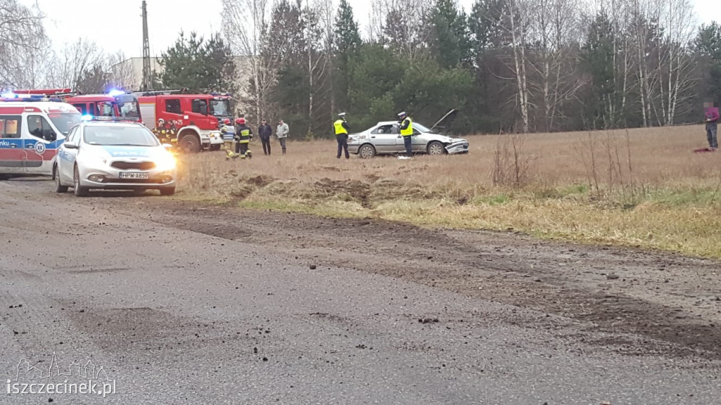 GWDA WIELKA. Brawurowa jazda zakończyła się dachowaniem