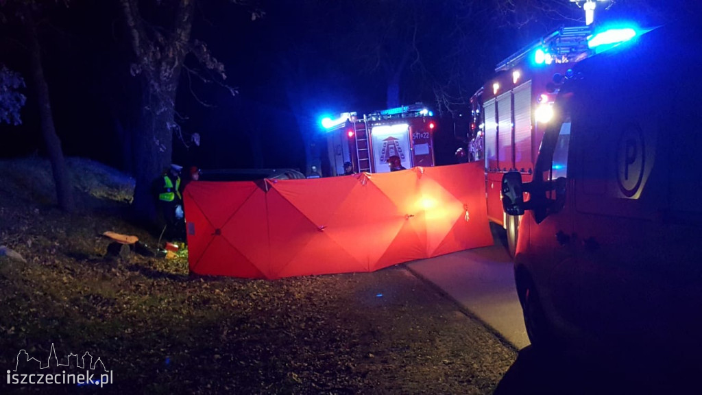 Wypadek pod Szczecinkiem. Samochód uderzył w drzewo. Policja ustala okoliczności wypadku