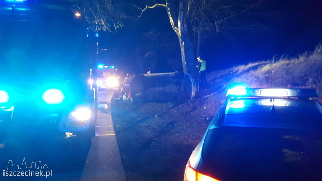  Wypadek pod Szczecinkiem. Samochód uderzył w drzewo. Policja ustala okoliczności wypadku
