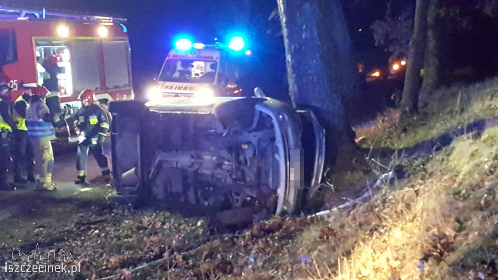  Wypadek pod Szczecinkiem. Samochód uderzył w drzewo. Policja ustala okoliczności wypadku