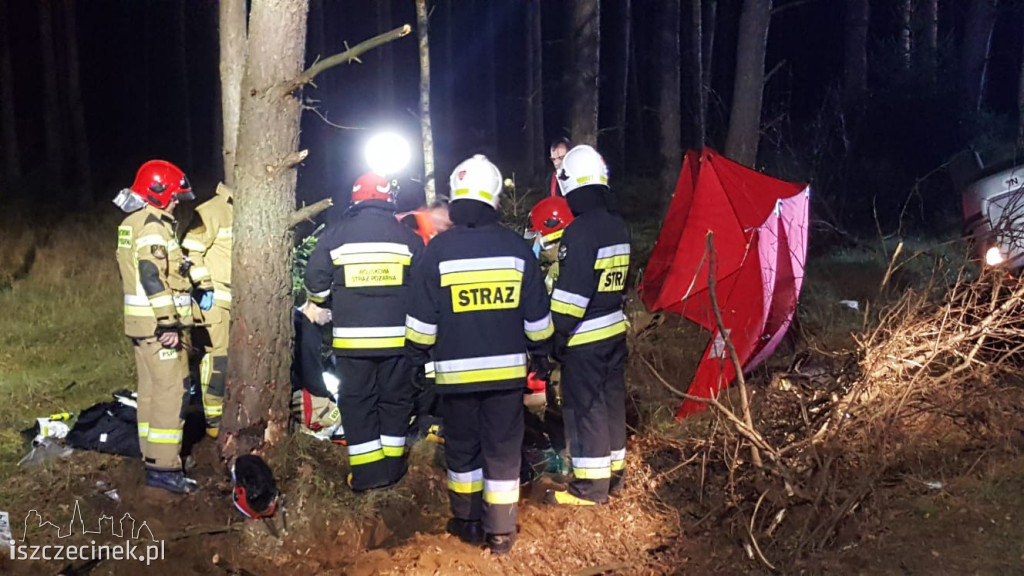 Tragedia na drodze. Ford uderzył w sarnę i dachował. Kierowca zginął na miejscu