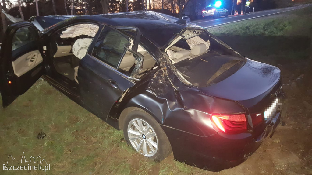 Dachowanie bmw na DK-11 pod Szczecinkiem