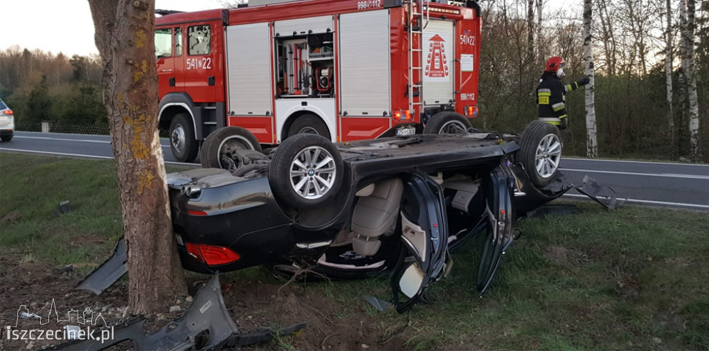 Dachowanie bmw na DK-11 pod Szczecinkiem
