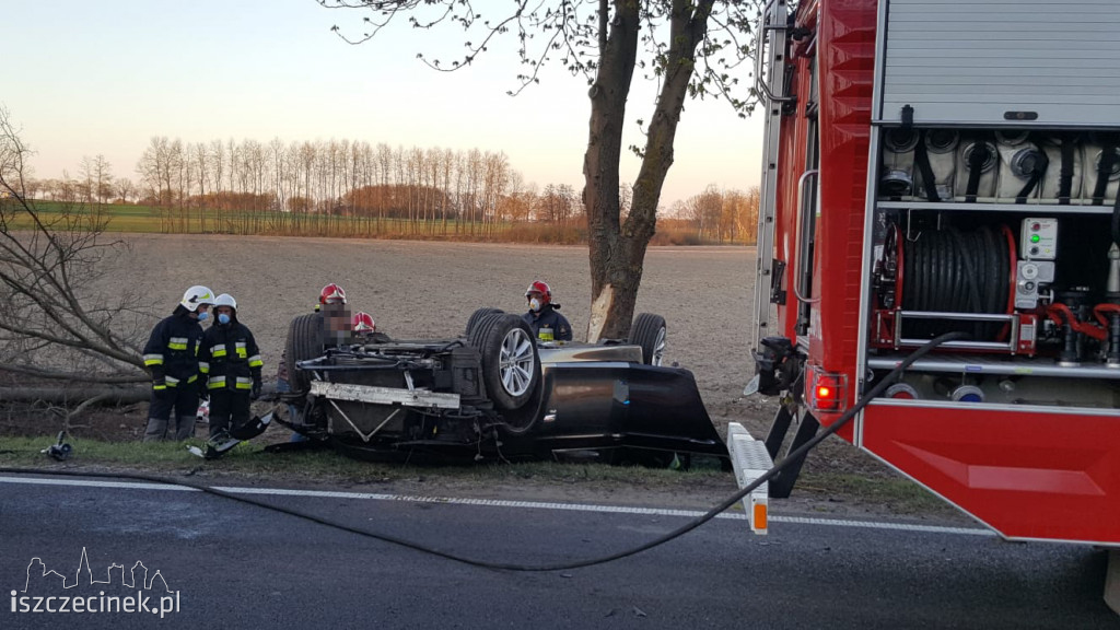 Dachowanie bmw na DK-11 pod Szczecinkiem