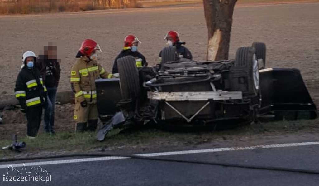 Dachowanie bmw na DK-11 pod Szczecinkiem