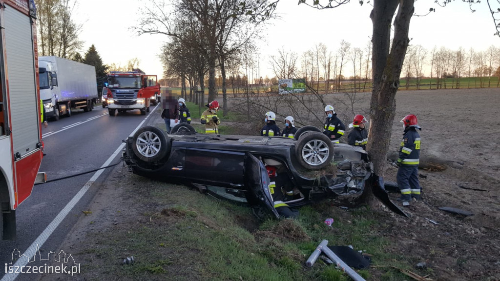 Dachowanie bmw na DK-11 pod Szczecinkiem