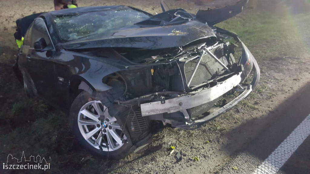 Dachowanie bmw na DK-11 pod Szczecinkiem