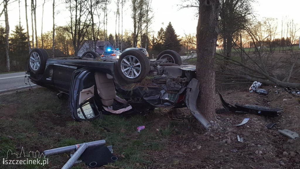 Dachowanie bmw na DK-11 pod Szczecinkiem